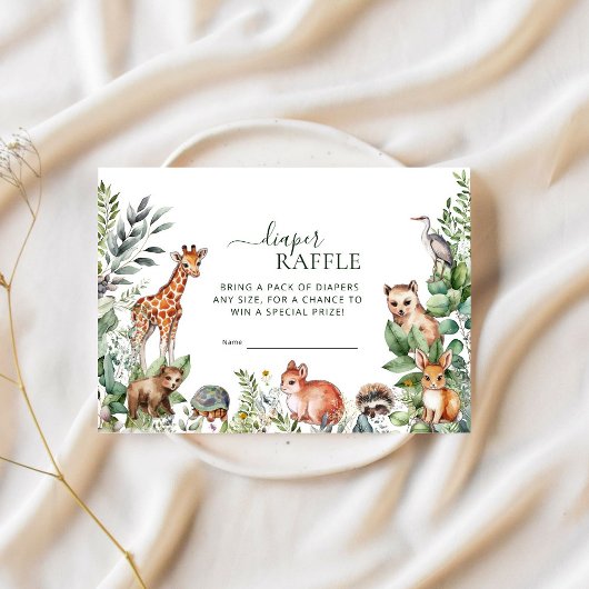 ウッドラお洒落ンド動物おむつラッフルチケット エンクロージャーカード