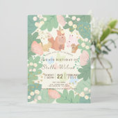 ウッドラお洒落ンド動物フローラの葉誕生日 招待状 (スタンド正面)