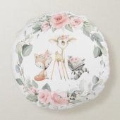 ウッドラお洒落ンド動物フローラ緑リース ラウンドクッション (裏面)