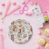 ウッドラお洒落ンド動物モノグラムパーティー ペーパープレート (パーティー)