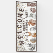 ウッドラお洒落ンド動物誕生日歓迎 横断幕 (縦)