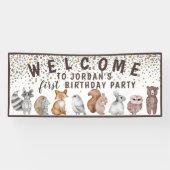 ウッドラお洒落ンド動物誕生日歓迎 横断幕 (横)