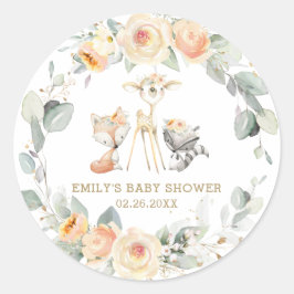 ウッドラお洒落ンド動物黄色フローラの恩恵 ラウンドシール