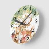 ウッドラお洒落ンド森林動物子供部屋 ラウンド壁時計 (傾斜)