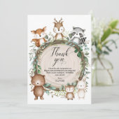 ウッドラお洒落ンド森林動物少年誕生日 サンキューカード (スタンド正面)