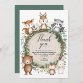 ウッドラお洒落ンド森林動物少年誕生日 サンキューカード (正面/裏面)