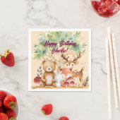 ウッドラお洒落ンド森林動物誕生日 スタンダードカクテルナプキン (インサイチュ)