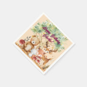 ウッドラお洒落ンド森林動物誕生日 スタンダードカクテルナプキン (角)
