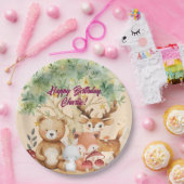 ウッドラお洒落ンド森林動物誕生日 ペーパープレート (パーティー)