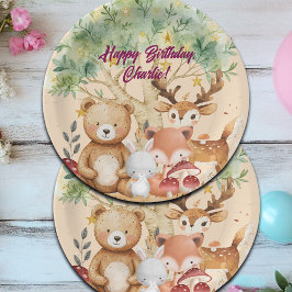 ウッドラお洒落ンド森林動物誕生日 ペーパープレート