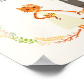 ウッドラお洒落ンド猫とキツネカップルの結婚サイン ポスター (角)