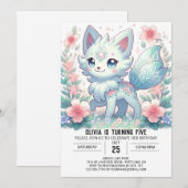ウッドラかわいらしンドウルフデジタル誕生日 招待状 (正面/裏面)