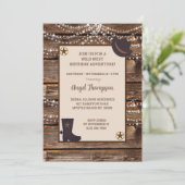 ウッドライツウェスタン女性のカーボーイ誕生日招待状 招待状 (スタンド正面)