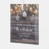 ウッドライツ素朴スターズ引っ越し祝いパーティー新しいアドレス ガラスオーナメント (正面左)