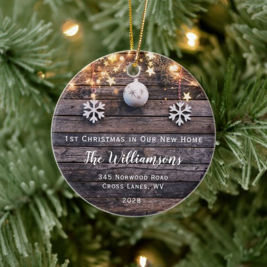 ウッドライツ素朴スターズ引っ越し祝いパーティー新しいアドレス セラミックオーナメント (ツリー)