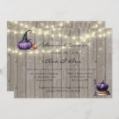 ウッドライトパープルパンプキンリハーサルディナー 招待状 (正面/裏面)