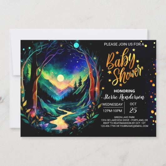 ウッドラエレガントンドお洒落の赤ちゃんシャワー 招待状 (正面)