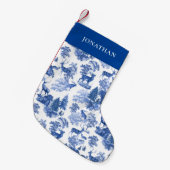 ウッドラエレガントンドにフランスのいる青いトイルシカ スモールクリスマスストッキング (正面 (吊り時))