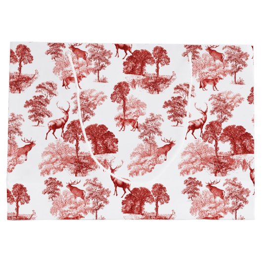 ウッドラエレガントンドのカントリースタイリッシュトイルディアーキツネ ラージペーパーバッグ (裏面)