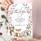 ウッドラエレガントンドアニマルズピンク赤面フローラベビー サンキューカード