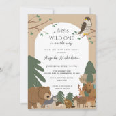 ウッドラエレガントンドアニマルモダンズ森の赤ちゃんシャワー 招待状 (正面)