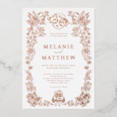 ウッドラエレガントンドキツネフローラスケッチフェアユタリーエキサイト 箔招待状 (正面)