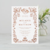 ウッドラエレガントンドキツネフローラスケッチフェアユタリーエキサイト 箔招待状 (立ち正面)