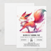 ウッドラエレガントンドキツネ誕生日 招待状 (正面/裏面)