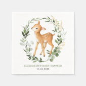 ウッドラエレガントンドディアボタニカル葉ベビーシャワー スタンダードカクテルナプキン (正面)