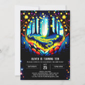 ウッドラエレガントンドフォレストホタル誕生日 招待状 (正面)