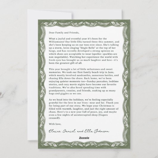 ウッドラエレガントンドフレームカスタムホリデーフォトカード シーズンカード (裏面)