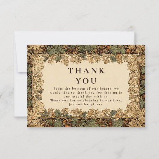 ウッドラエレガントンドボタニカル結婚ズ サンキューカード (正面)