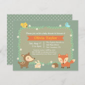 ウッドラエレガントンド動物のベビーシャワー 招待状 (正面/裏面)