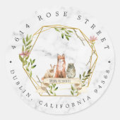 ウッドラエレガントンド動物差出人住所 ラウンドシール (正面)