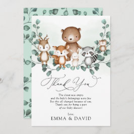 ウッドラエレガントンド動物緑のサンキューカード