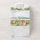 ウッドラエレガントンド林 図解入りの、写真付きの結婚| オールインワン招待状 (外側)