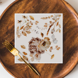 ウッドラエレガントンド秋フローラ結婚ズ スタンダードカクテルナプキン