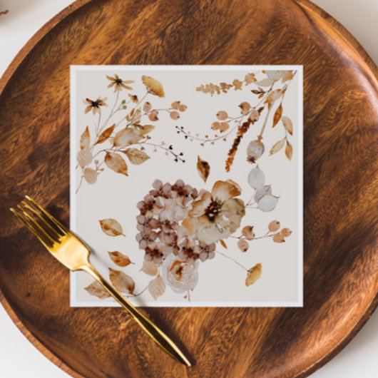 ウッドラエレガントンド秋フローラ結婚ズ スタンダードカクテルナプキン