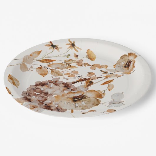 ウッドラエレガントンド秋フローラ結婚ズ ペーパープレート (アングル)