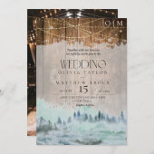 ウッドラエレガントンド素朴結婚ズ 招待状 (正面/裏面)