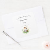 ウッドラカスタマイズンド動物書籍プレート スクエアシール (封筒)