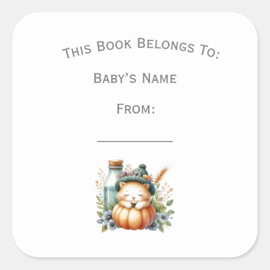 ウッドラカスタマイズンド動物書籍プレート スクエアシール (正面)