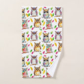 ウッドラカラフルンドウルと離れウォーターカラー バスタオルセット (ハンドタオル)