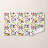 ウッドラカラフルンドウルと離れウォーターカラー バスタオルセット (ハンドタオル)