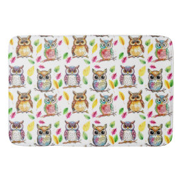 ウッドラカラフルンドウルと離れウォーターカラー バスマット