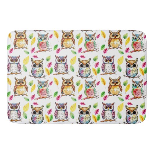 ウッドラカラフルンドウルと離れウォーターカラー バスマット (正面)