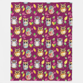 ウッドラカラフルンドウルと離れウォーターカラー フリースブランケット