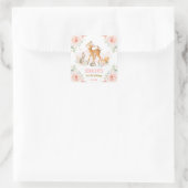 ウッドラガーリーンド動物赤面ピンクフローラ誕生日 スクエアシール (バッグ)