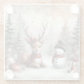 ウッドラクラシックンドクリスマスディアー/雪だるま ガラスコースター (裏面)