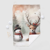 ウッドラクラシックンドクリスマスディアー/雪だるま ゴルフタオル (インサイチュ)